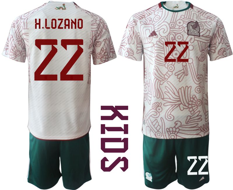 Youth 2022 World Cup National Team Mexico away white 22 Soccer Jersey